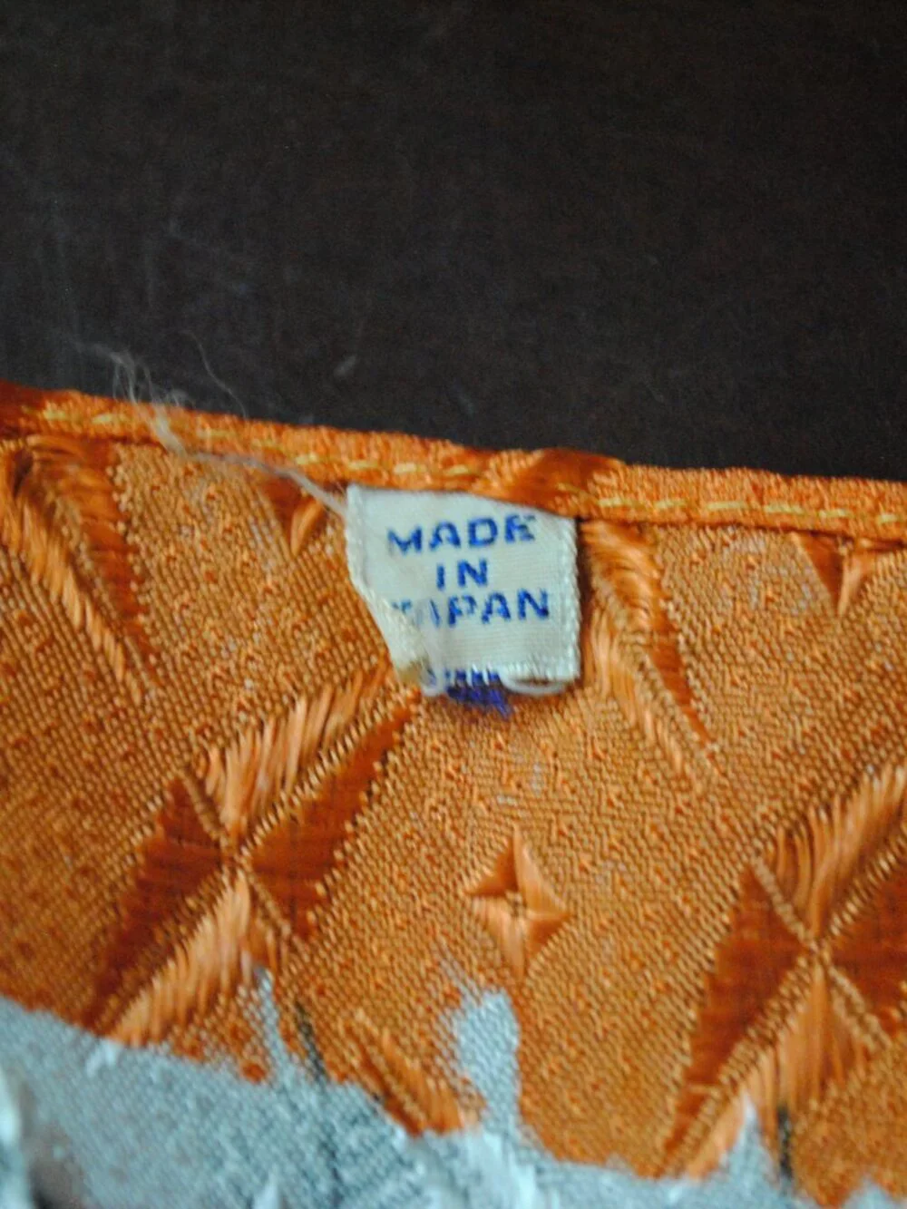 Vintage Large Floral 1950s Scarf made in Japan with Orange Border